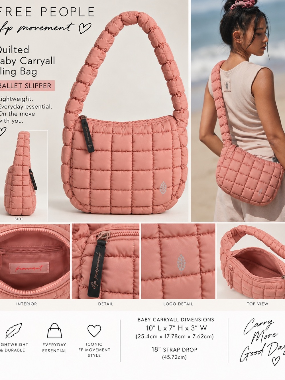 Free People Quilted Baby Carryall Bag - Ballet Slipper Pink